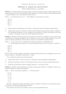 Zestaw 2. zadań ze statystyki1 - Uniwersytet Ekonomiczny w