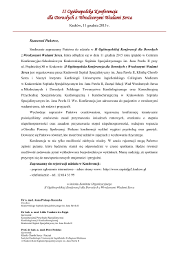 Zaproszenie - pdf - Krakowski Szpital Specjalistyczny im. Jana Pawła II