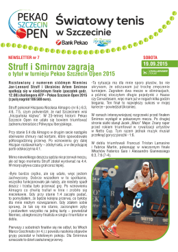 Newsletter sobota - Pekao Szczecin Open 2015
