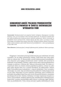 konkurencyjność polskich produkcentów taboru szynowego w