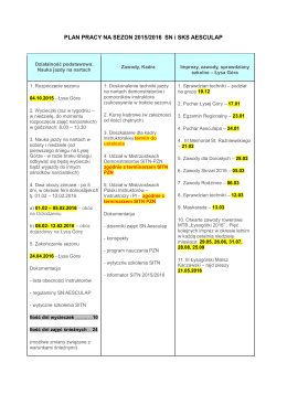 Plan zajęć - Aesculap i Łysa Góra