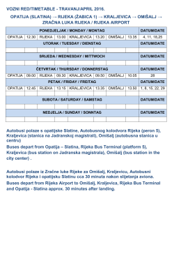 vozni red/timetable - travanj/april 2016. opatija (slatina)