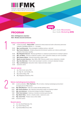 Program konferencie - Fakulta masmediálnej komunikácie