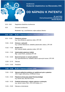 Program konferencie - Úrad priemyselného vlastníctva Slovenskej