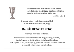 Dr. PÁLHEGYI FERENC - Pasaréti Református Gyülekezet