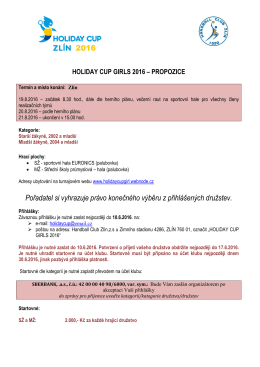 Propozice 2016 - Holiday Cup Zlín 2015 - girls