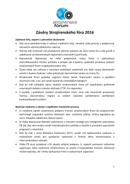 Závěry Strojírenského fóra 2016 - Svaz průmyslu a dopravy České