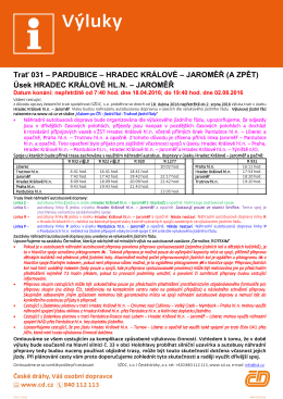 Trať 031 – PARDUBICE – HRADEC KRÁLOVÉ – JAROMĚŘ (A