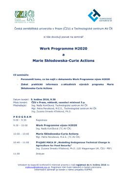 Work Programme H2020 a Marie Skłodowska
