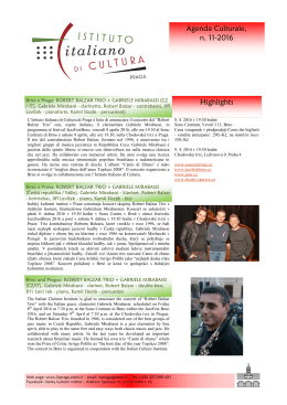 Newsletter JazzFest Brno - Istituto Di Cultura