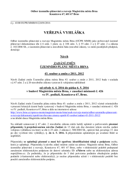 návrh Zadání změn ÚPmB 43. soubor a změn z 2011 - Brno