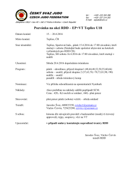 Pozvánka na akci RDD – EP+VT Teplice U18