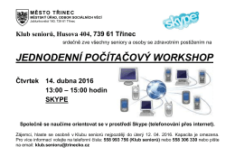 Workshopy na PC - SKYPE - 14.4.2016