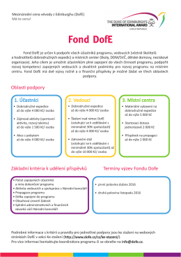 Obecné informace o Fondu - Mezinárodní cena vévody z Edinburghu