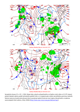 Synoptická situace 22. a 23. 1. 2016. Mapy tlaku vzduchu