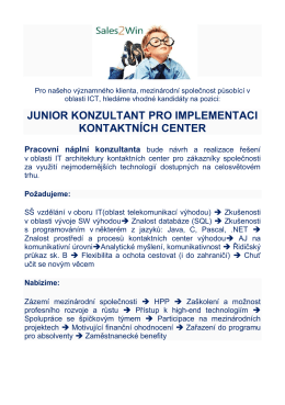 junior konzultant pro implementaci kontaktních center