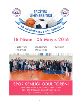 Erciyes Üniversitesi 16. Geleneksel Spor Şenliği Kitapçığı İçin