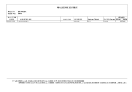 MALZEME LİSTESİ