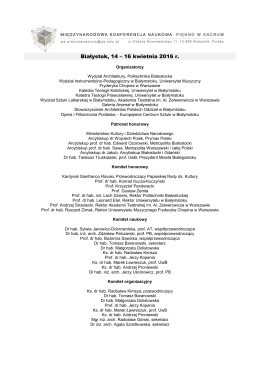 Program konferencji - Politechnika Białostocka