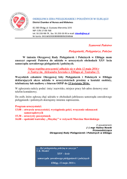 OIPiP w Elblągu zaproszenie - Okręgowa Izba Pielęgniarek i