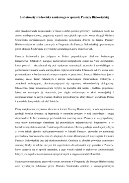 List otwarty środowiska naukowego w sprawie Puszczy Białowieskiej