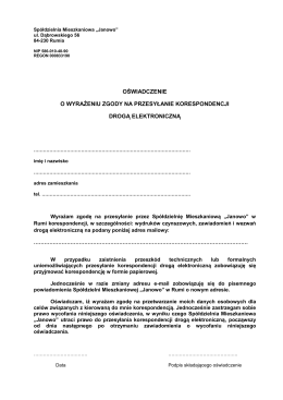 Oświadczenie ws. przekazywania korespondencji drogą elektroniczną