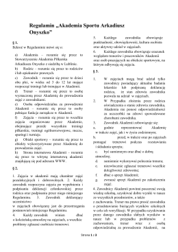 Regulamin „Akademia Sportu Arkadiusz Onyszko”