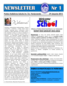 Newsletter 1 - Polska Katolicka Szkoła im. Św. Ferdynanda w Chicago