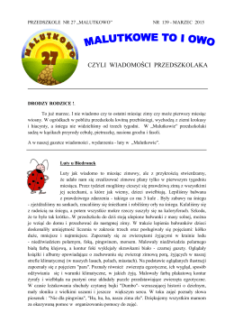 czyli wiadomości przedszkolaka - Przedszkole Nr 27 MALUTKOWO