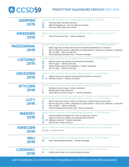 SIERPIEŃ 2015 WRZESIEŃ 2015 PAŹDZIERNIK 2015 LISTOPAD