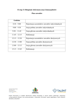 II etap X OIG – plan zawodów