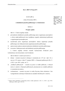 ustawy z dnia 24 kwietnia 2003 r. o działalności pożytku