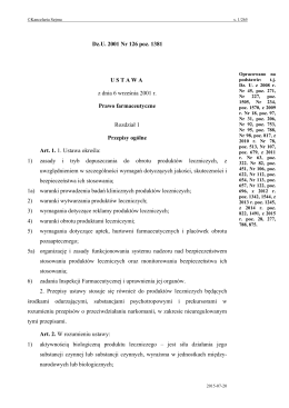 Ustawa z dnia 6 września 2001 r. Prawo farmaceutyczne