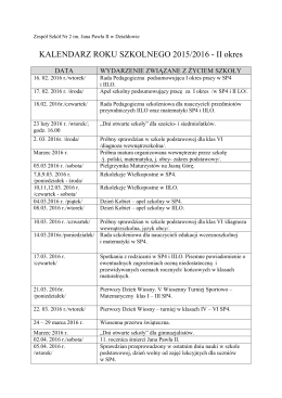 Kalendarz roku szkolnego 2015/2016