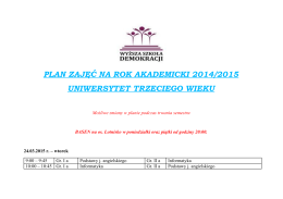 plan zajęć na rok akademicki 2014/2015 uniwersytet trzeciego wieku