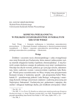 komunia wielkanocna w polskim ustawodawstwie synodalnym xiii
