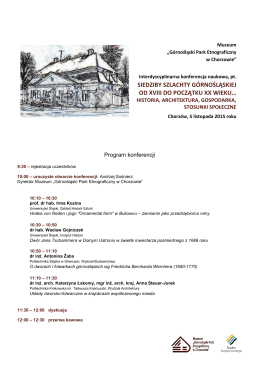 Program konferencji - Górnośląski Park Etnograficzny w Chorzowie