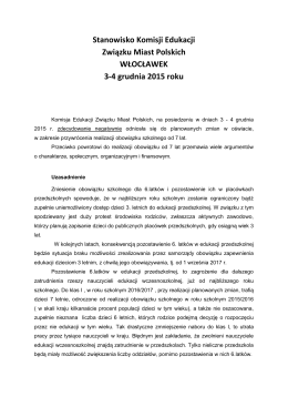Stanowisko Komisji Edukacji Związku Miast Polskich WŁOCŁAWEK