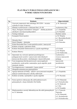 Plan pracy szkoły na rok szkolny 2015/2016