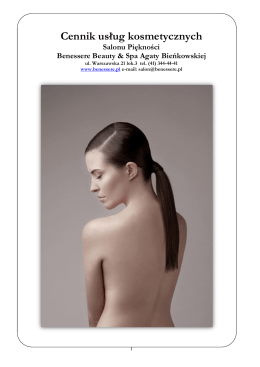 Cennik (w formacie pdf) - Salon Benessere Beauty & Spa Agata