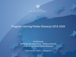 Program Interreg Polska-Słowacja część 1 - PL