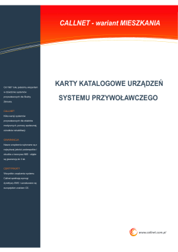 KARTY KATALOGOWE URZĄDZEŃ SYSTEMU - callnet