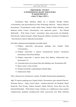 Protokół 7 z zebrania w dniu 21 lipca 2015 r.