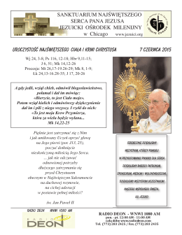 Niedziela 7 czerwca 2015 - Polscy Jezuici w Chicago