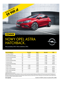 Nowy Opel Astra Hatchback ceny 2015