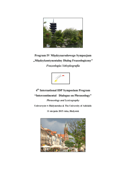 Program IV Międzynarodowego Sympozjum