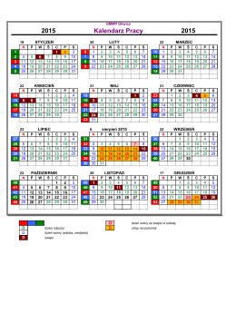 2015 Kalendarz Pracy 2015