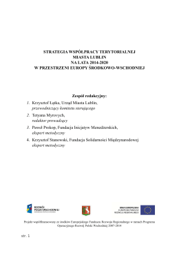 Strategia Współpracy Terytorialnej Miasta Lublin na lata 2014–2020