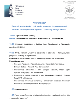 Program konferencji - Okręgowa Izba Radców Prawnych w Warszawie
