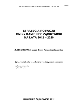 strategia rozwoju gminy kamieniec ząbkowicki na lata 2012 – 2020